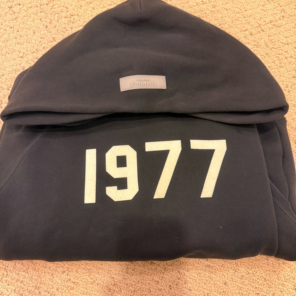 Essentials Black Hoodie with 1977 Print